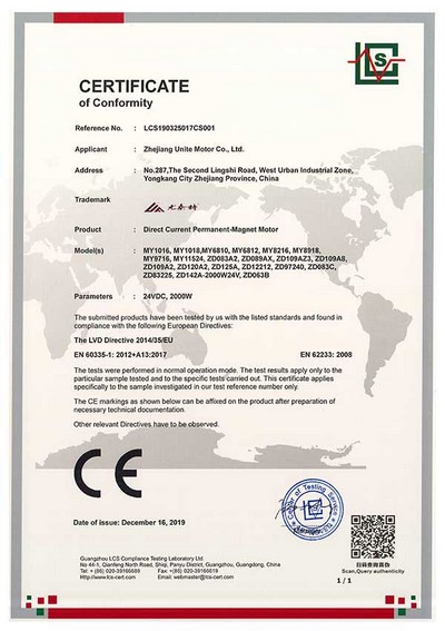 Certificado CE LVD 